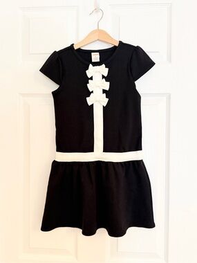 Size 6 girls Gymboree Black Dress with White Bow Trim